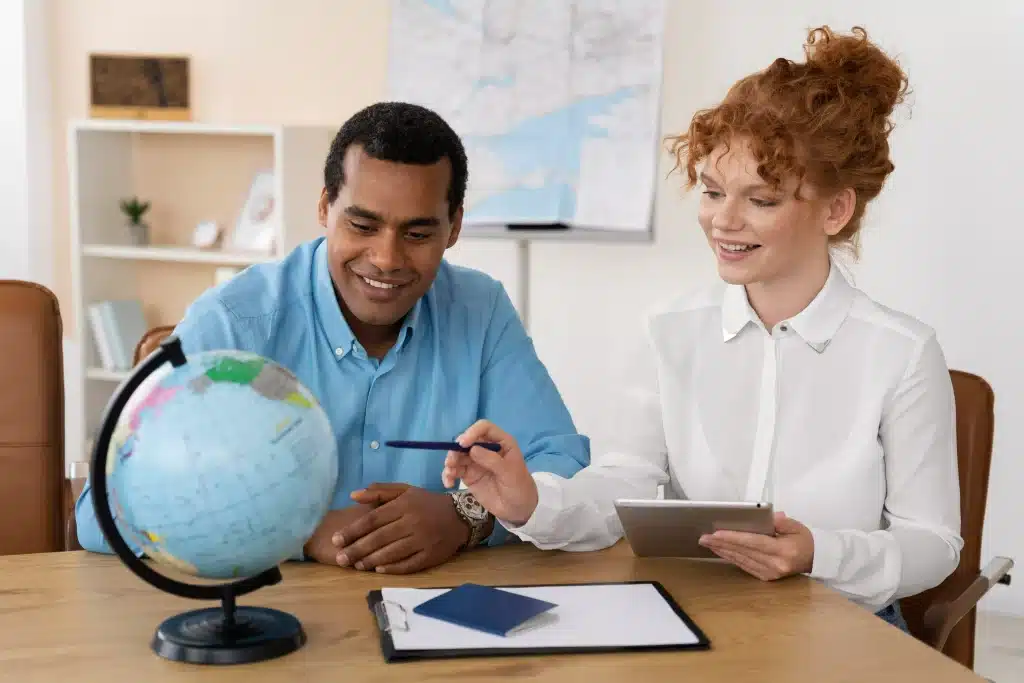 Travel Agent Offering Trip Planning Clients