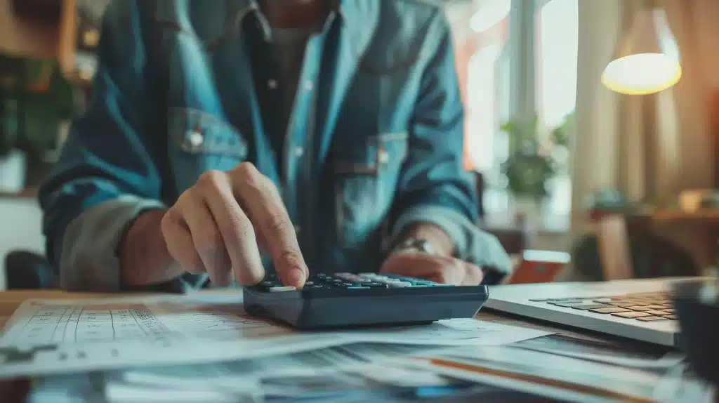 Person Using Financial Calculator Planning Their Savings Investments
